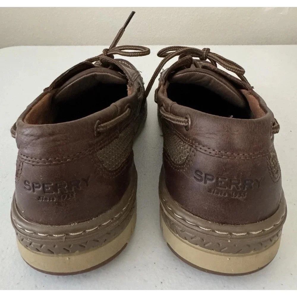 Sperry Top-Sider Men's 12M Tarpon 2-Eye Boat Shoe Brown Leather Memory Foam
